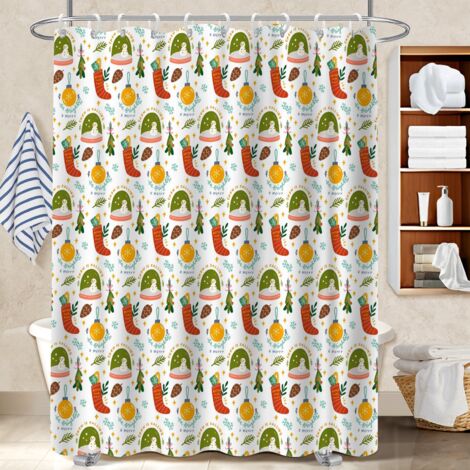 Kit rideau de douche en polyester 180x180 poids lesté housse de baignoire pour éviter les moisissures dans une pièce humide (1/5)