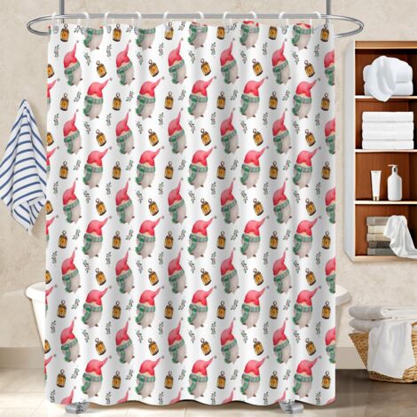 Ensemble rideau de douche polyester avec anneaux 180x180 souple et fluide séparation douche pour personne allergique (1/5)