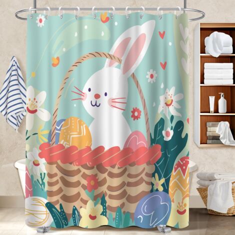 Rideau douche polyester 180x180 bordure lestée voile de douche pour salle de bain moderne (1/5)