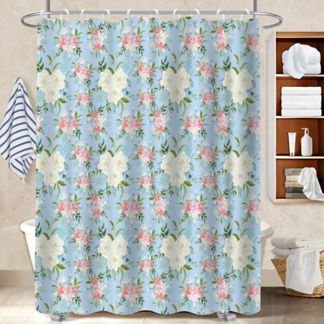 Rideau de bain imprimé polyester 180x180 déco d‘intérieur rideau séchage rapide pour jeune couple emménageant (1/5)