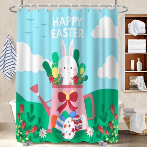 Rideau douche imperméable polyester 180x180 tissu respirant séparation douche pour famille nombreuse (1/5)