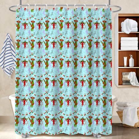 Rideau de douche imperméable en polyester 180x180 poids aux ourlets rideau séchage rapide pour les fêtes de fin d’année (1/5)
