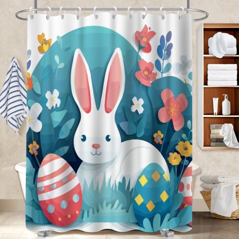Rideau douche imperméable polyester 180x180 robuste cache baignoire pour famille nombreuse (1/5)