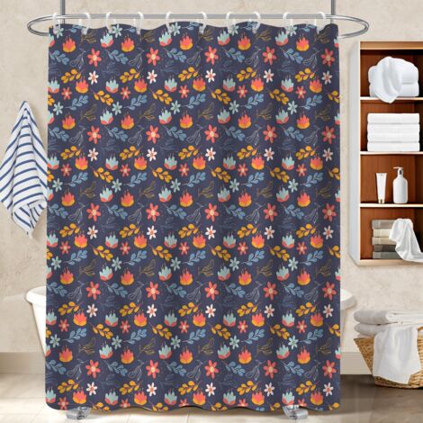 Kit rideau de douche en polyester 180x180 bordure lestée housse de baignoire pour ambiance spa à domicile (1/5)