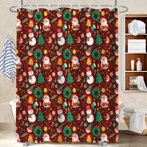 Kit rideau de douche en polyester 180x180 robuste rideau étanche pour un relooking rapide de sa salle de bain (1/5)