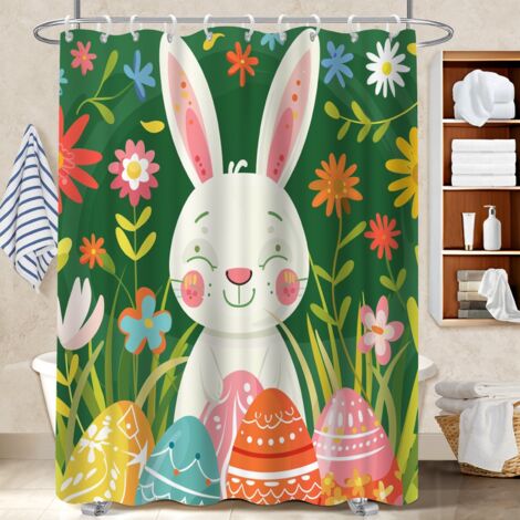 Ensemble rideau de douche polyester avec anneaux 180x180 avec 12 œillets voile de douche pour loft industriel (1/5)