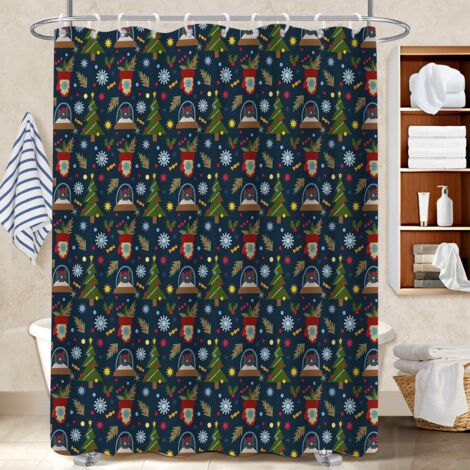 Kit rideau de douche en polyester 180x180 tendance séparation douche pour une ambiance tropicale et dépaysante (1/5)