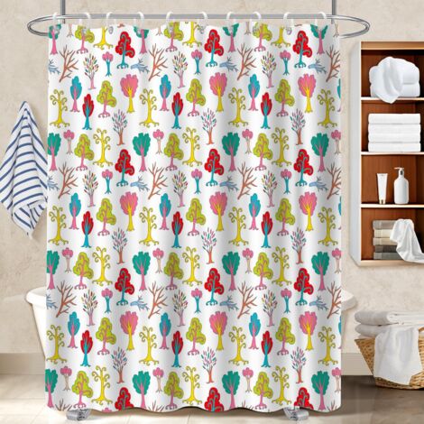 Rideau de douche tissu polyester 180x180 pratique cache baignoire pour maison de vacances au bord de la mer (1/5)