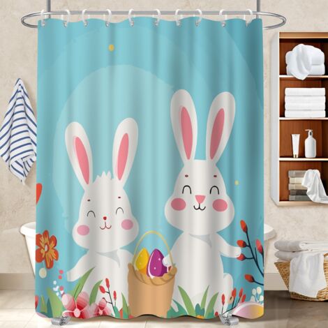 Ensemble rideau de douche polyester avec anneaux 180x180 À œillets renforcés séparation douche pour célibataire actif (1/5)