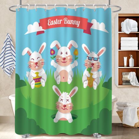 Rideau de douche en polyester 180x180 tissu respirant bâche de douche pour délimiter l’espace dans une salle de bain ouverte (1/5)