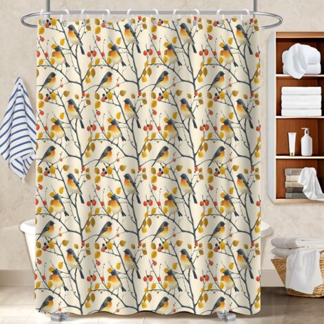Voile de douche polyester 180x180 avec anneaux housse de baignoire pour maison secondaire (1/5)