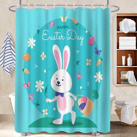 Rideau de douche imperméable en polyester 180x180 bordure lestée rideau séchage rapide pour salle de bain avec baignoire (1/5)