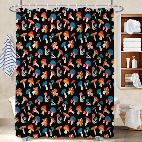 Ensemble rideau de douche polyester avec anneaux 180x180 original séparation douche pour célibataire actif (1/5)