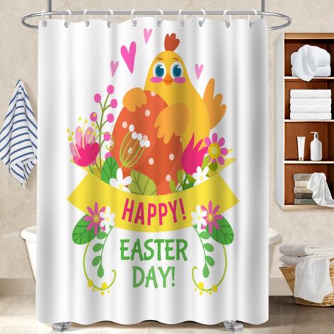 Ensemble rideau de douche polyester avec anneaux 180x180 avec 12 œillets rideau séchage rapide pour décoration salle de bain (1/5)