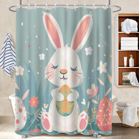 Rideau de bain imprimé polyester 180x180 bordure lestée bâche de douche pour baignoire asymétrique (1/5)