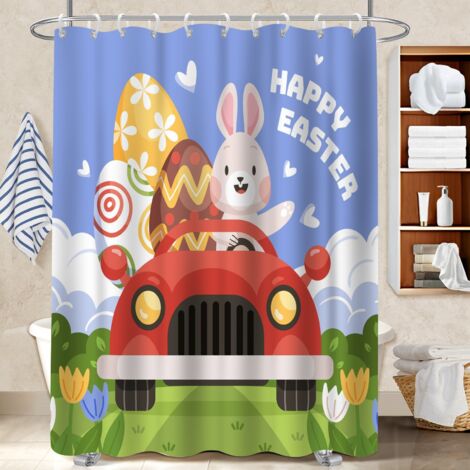 Rideau de douche en polyester 180x180 avec 12 œillets housse de baignoire pour maison de vacances au bord de la mer (1/5)
