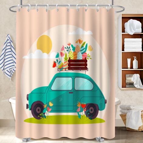 Rideau de douche imperméable en polyester 180x180 antifongique séparation douche pour salle de bain avec douche à l’italienne (1/5)