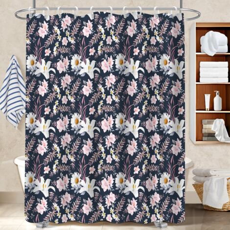 Voile de douche polyester 180x180 souple et fluide bâche polyester douche pour avec accessoires assortis (1/5)