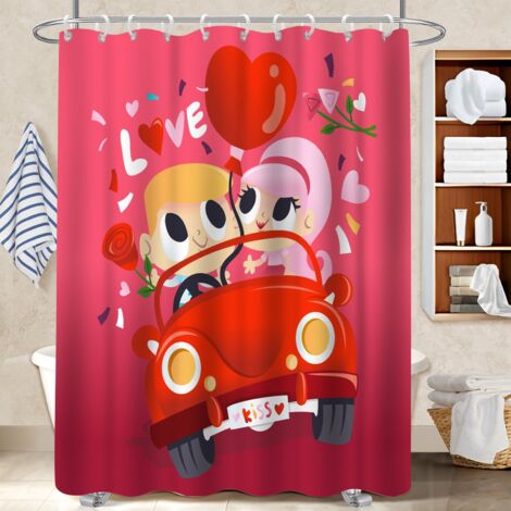 Ensemble rideau de douche polyester avec anneaux 180x180 avec 12 œillets protection douche pour une touche de gaieté et de couleur (1/5)