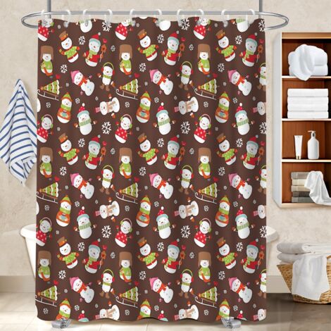 Ensemble rideau de douche polyester avec anneaux 180x180 fluide rideau imperméable pour salle de bain moderne (1/5)