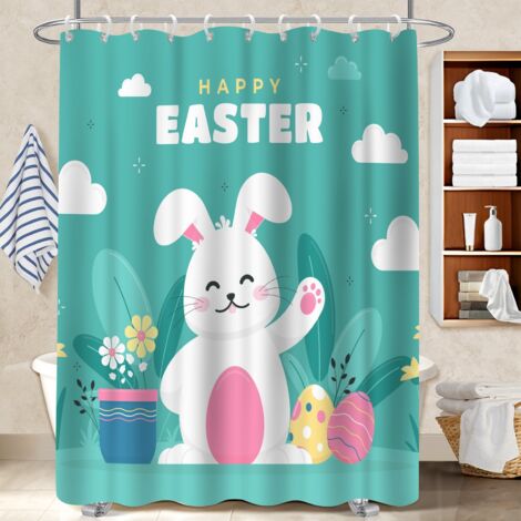 Rideau de bain imprimé polyester 180x180 Élégant cache baignoire pour personne allergique (1/5)