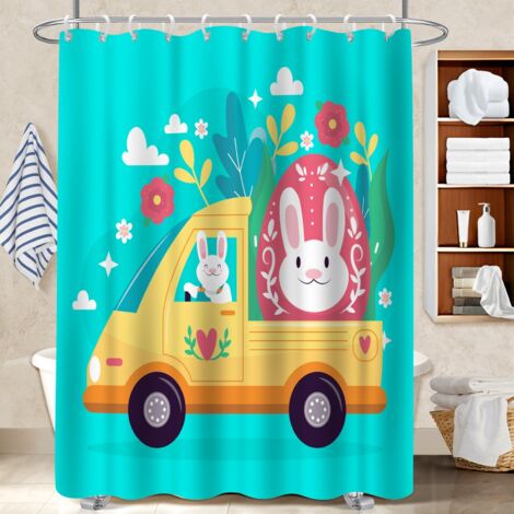Ensemble rideau de douche polyester avec anneaux 180x180 résistant cache baignoire pour idéal location saisonnière (1/5)