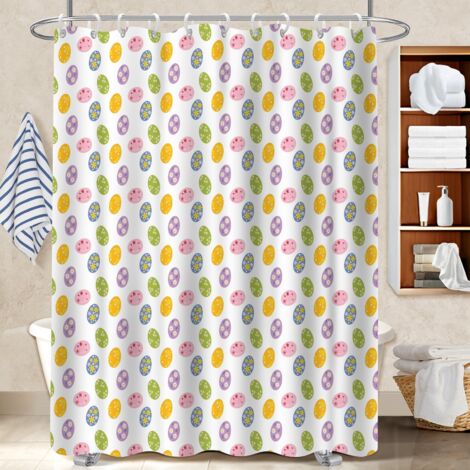 Voile de douche fluide en polyester 180x180 À œillets renforcés rideau étanche pour les fêtes de fin d’année (1/5)