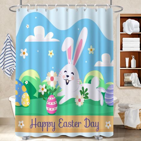 Rideau de douche en polyester 180x180 souple polyester pour salle de bain pour avec accessoires assortis (1/5)