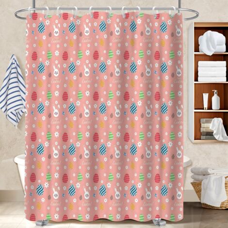 Ensemble rideau de douche polyester avec anneaux 180x180 aéré protection douche pour salle de bain avec baignoire (1/5)