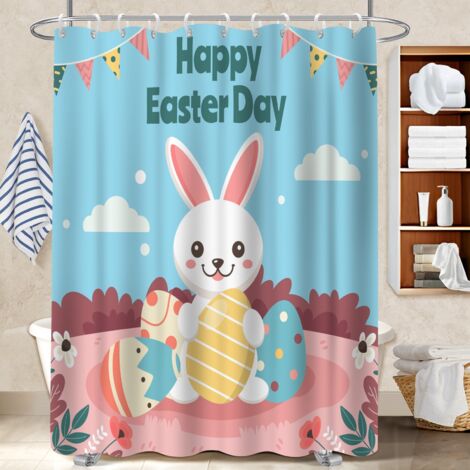 Ensemble rideau de douche polyester avec anneaux 180x180 Étanche polyester pour salle de bain pour idée cadeau pour pendaison de crémaillère (1/5)