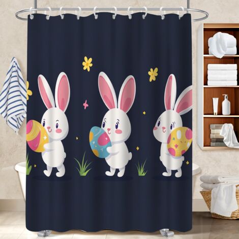 Rideau de douche tissu polyester 180x180 tissu respirant bâche de douche pour salle de bain avec douche à l’italienne (1/5)