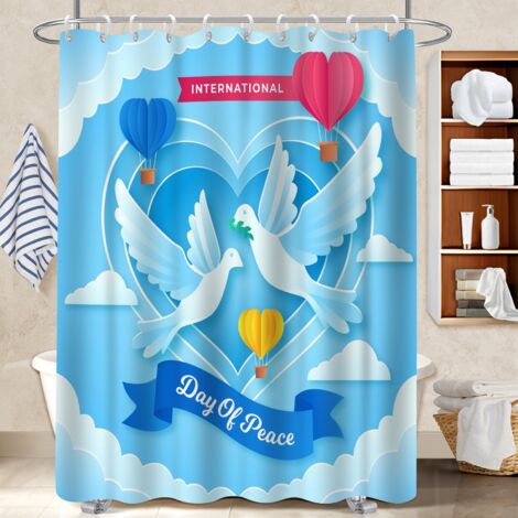 Voile de douche polyester 180x180 tissu respirant protection douche pour jeune couple emménageant (1/5)