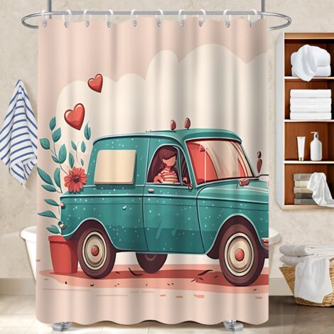 Voile de douche fluide en polyester 180x180 cocooning séparation douche pour avec accessoires assortis (1/5)