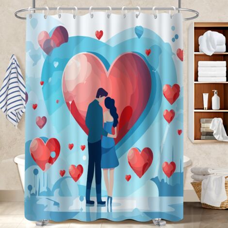 Voile de douche fluide en polyester 180x180 bordure lestée bâche de douche pour délimiter l’espace dans une salle de bain ouverte (1/5)