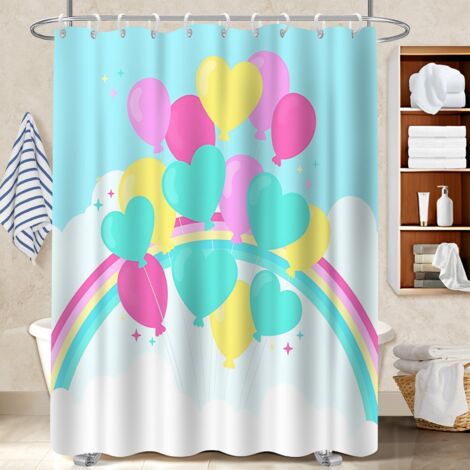 Ensemble rideau de douche polyester avec anneaux 180x180 stylé bâche polyester douche pour salle de bain moderne (1/5)