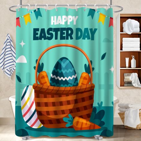 Ensemble rideau de douche polyester avec anneaux 180x180 fluide housse de baignoire pour rafraîchir sa salle de bain (1/5)