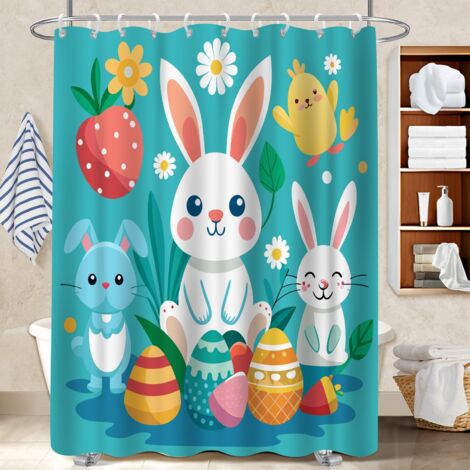 Rideau douche polyester 180x180 imperméable protection douche pour délimiter l’espace dans une salle de bain ouverte (1/5)