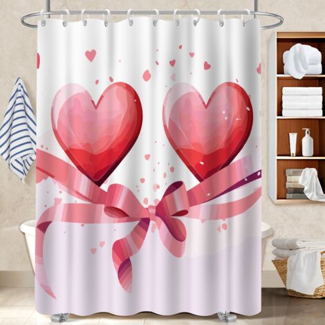 Ensemble rideau de douche polyester avec anneaux 180x180 séchage rapide rideau étanche pour salle de bain d’amis (1/5)