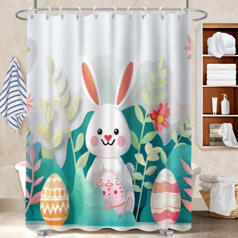 Voile de douche fluide en polyester 180x180 avec anneaux protection douche pour hôtel / airbnb (1/5)