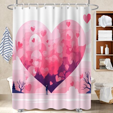 Rideau de douche imperméable en polyester 180x180 bordure lestée protection douche pour célibataire actif (1/5)