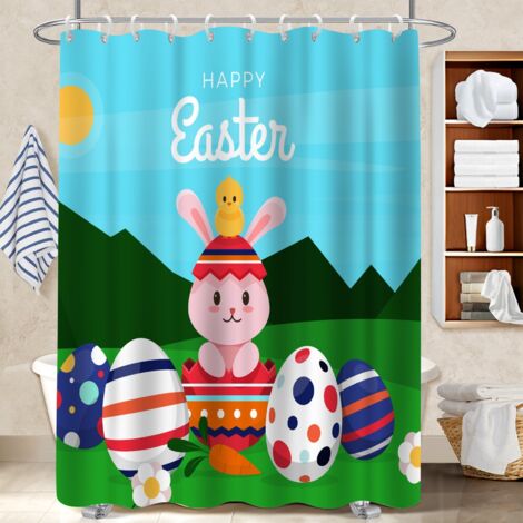 Rideau de bain en polyester 180x180 À œillets renforcés rideau séchage rapide pour un relooking rapide de sa salle de bain (1/5)