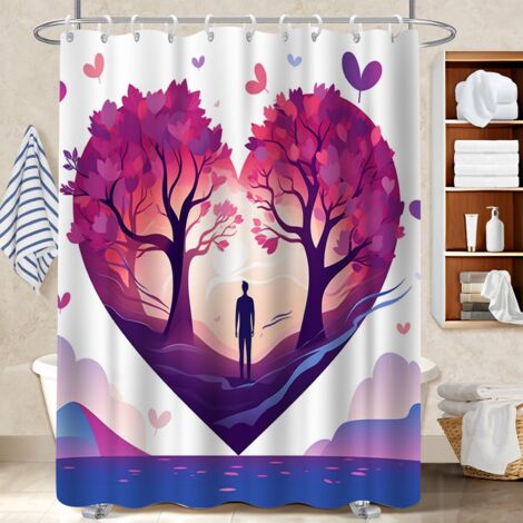 Ensemble rideau de douche polyester avec anneaux 180x180 Élégant bâche de douche pour salle de bain moderne (1/5)