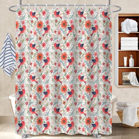 Rideau de douche tissu polyester 180x180 antifongique séparation douche pour maison de campagne (1/5)