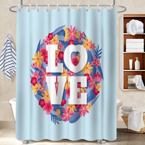 Kit rideau de douche en polyester 180x180 bordure lestée voile de douche pour famille nombreuse (1/5)