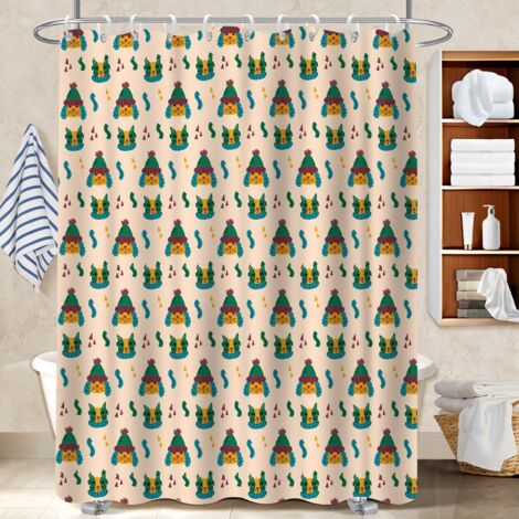 Ensemble rideau de douche polyester avec anneaux 180x180 décoratif polyester pour salle de bain pour baignoire asymétrique (1/5)