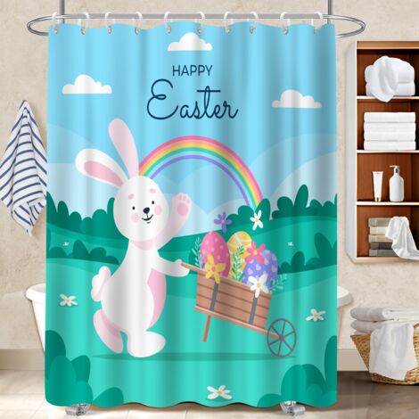 Kit rideau de douche en polyester 180x180 poids aux ourlets bâche polyester douche pour nouvelle déco pour la rentrée (1/5)