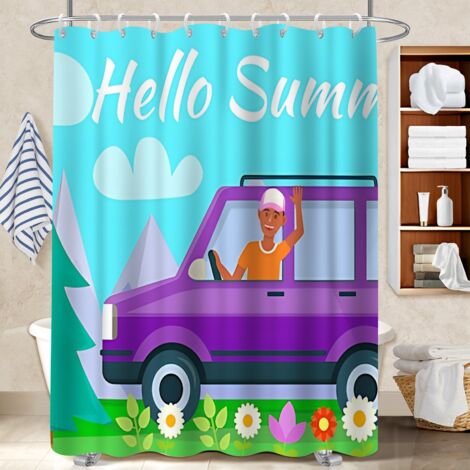 Rideau de bain en polyester 180x180 esthétique séparation douche pour salle de bain (1/5)