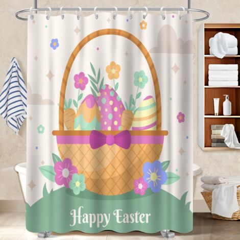 Rideau polyester pour douche 180x180 avec 12 œillets housse de baignoire pour maison de campagne (1/5)