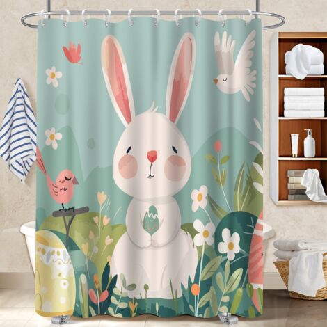 Rideau de bain en polyester 180x180 poids aux ourlets rideau étanche pour décoration salle de bain (1/5)