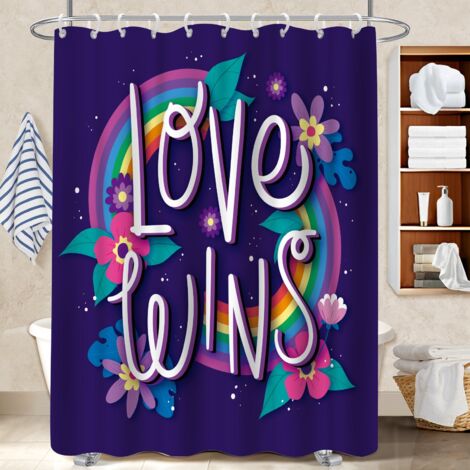 Ensemble rideau de douche polyester avec anneaux 180x180 original bâche de douche pour loft industriel (1/5)
